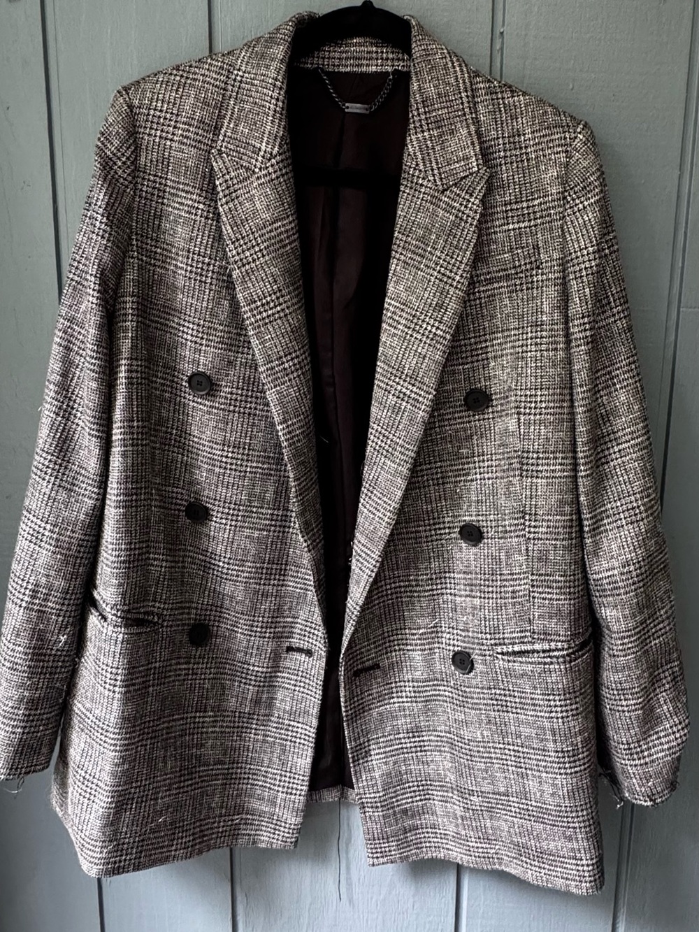 All Saints Double-Breasted Plaid Blazer